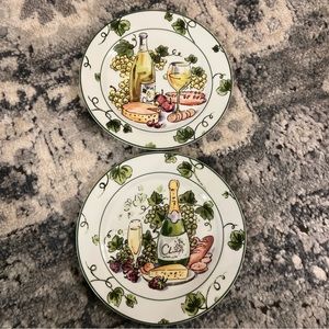 SET OF 2 I. Godinger & Co plate appetizer dessert wine grapes cheese charcuterie